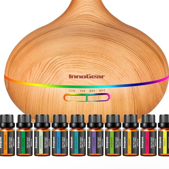 InnoGear Aromatherapy Diffuser & 10 Essential Oils Set - Picture 2 of 3